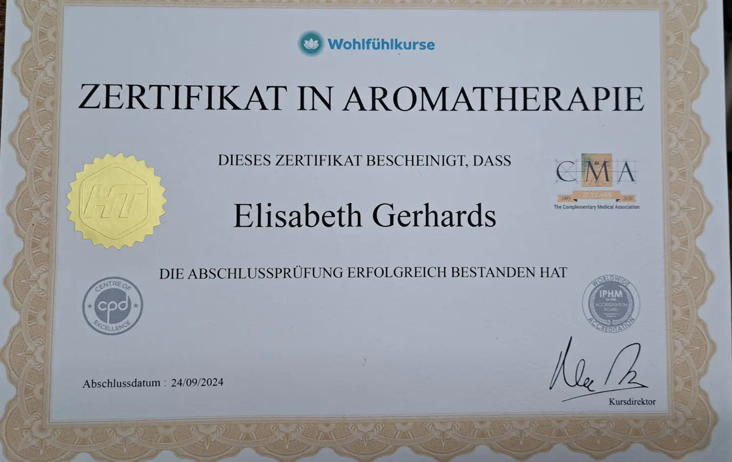Mobile Tierarztpraxis - Elisabeth Gerhards Zertifikat